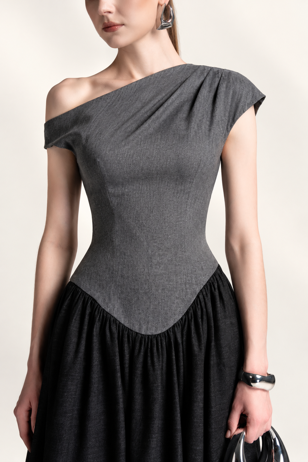 Basque Waist Denim Dress