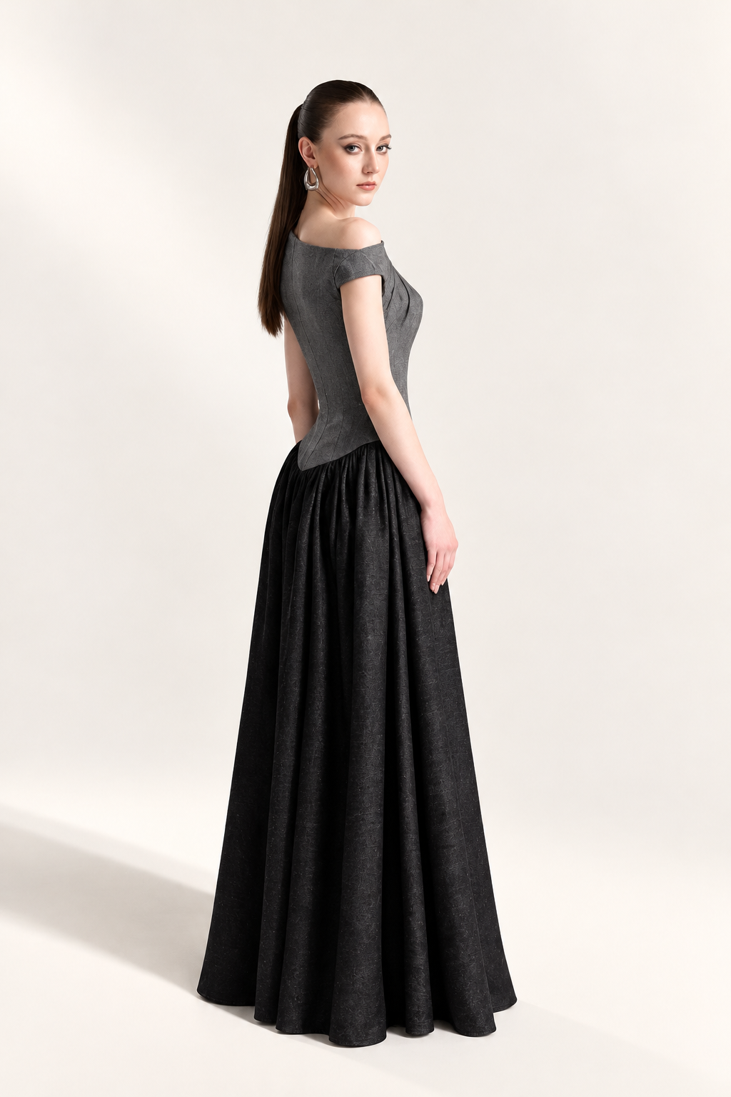 Basque Waist Denim Dress