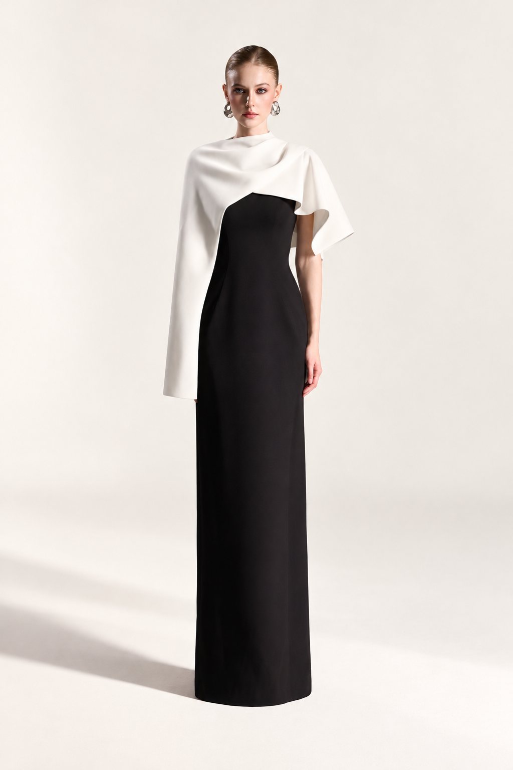 Contrast Cape Dress