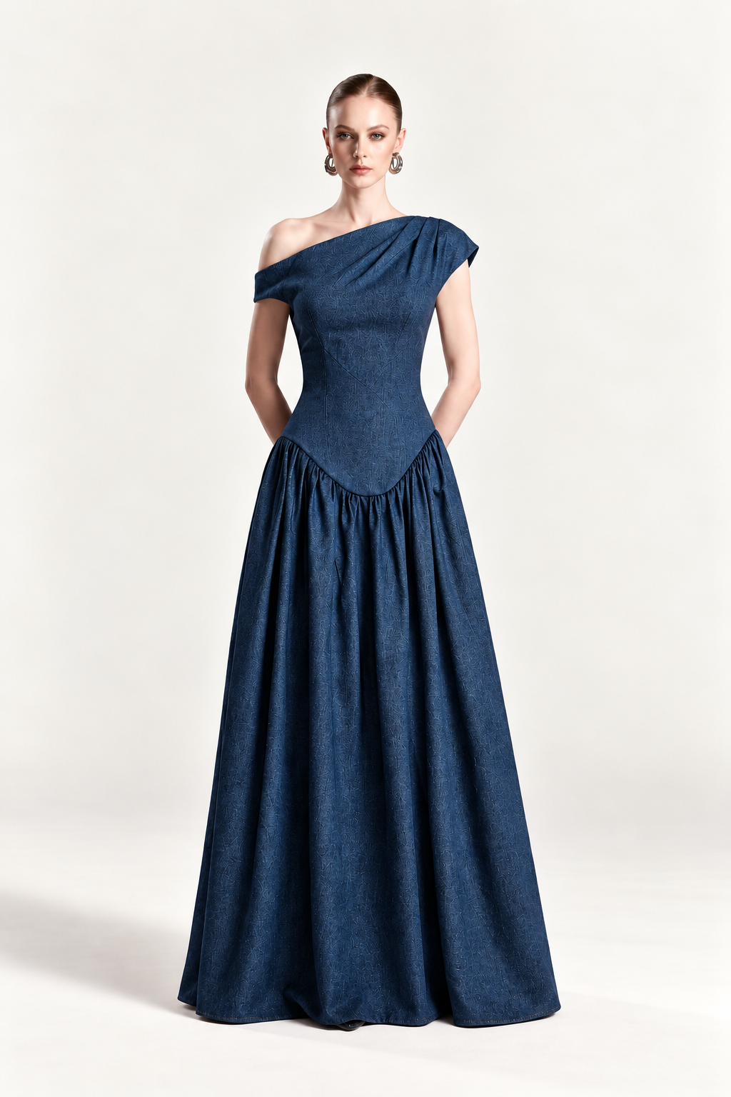 Basque Waist Denim Dress