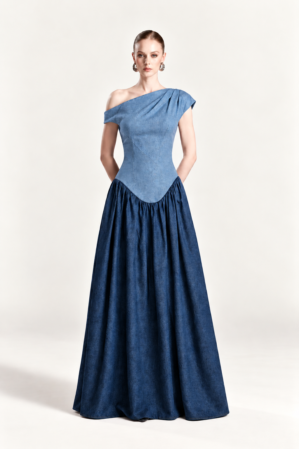 Basque Waist Denim Dress