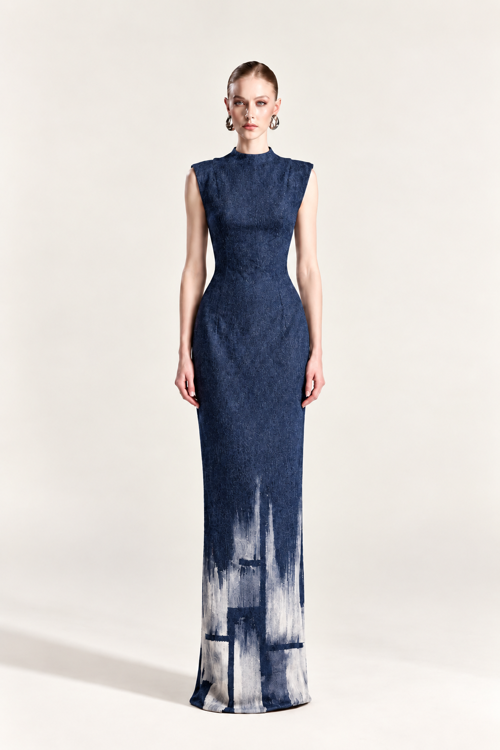 Brushstroke Charcoal Column Dress