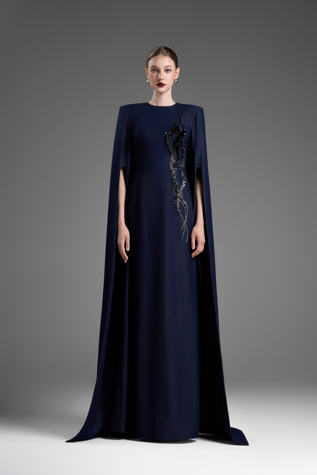 A-Line Gown with Dramatic, Floor-Length Flared Sleeves