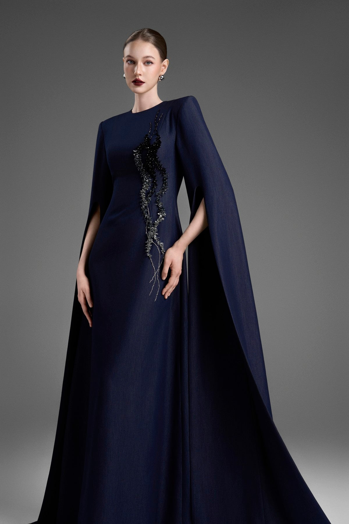 A-Line Gown with Dramatic, Floor-Length Flared Sleeves