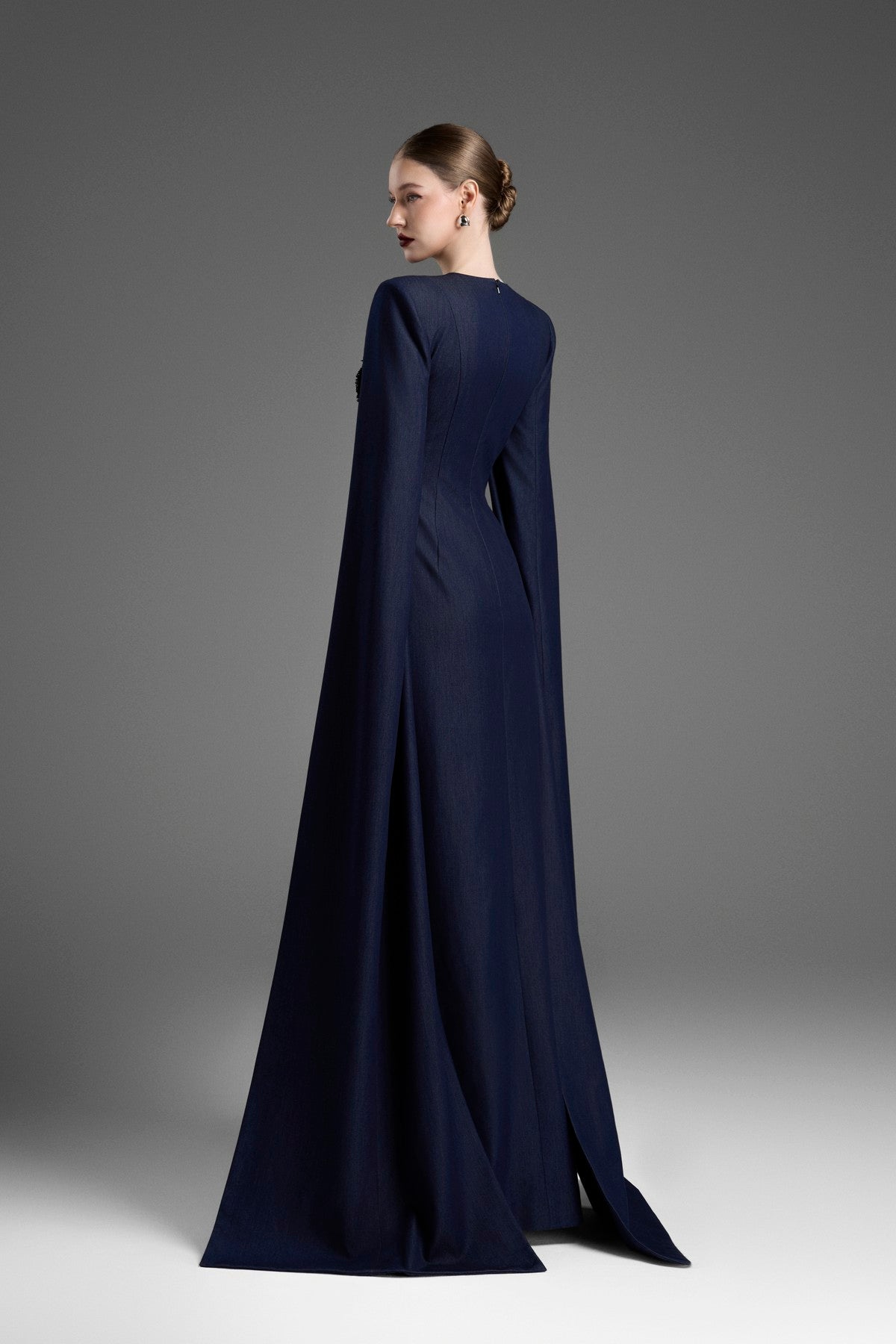 A-Line Gown with Dramatic, Floor-Length Flared Sleeves