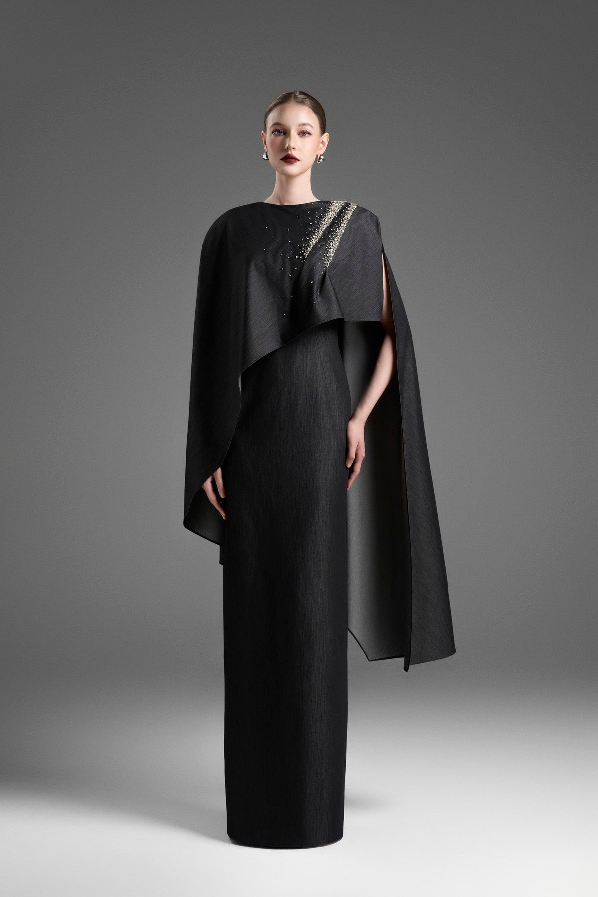 Asymmetrical Sheath Dress with Crystal Spray Embellishment