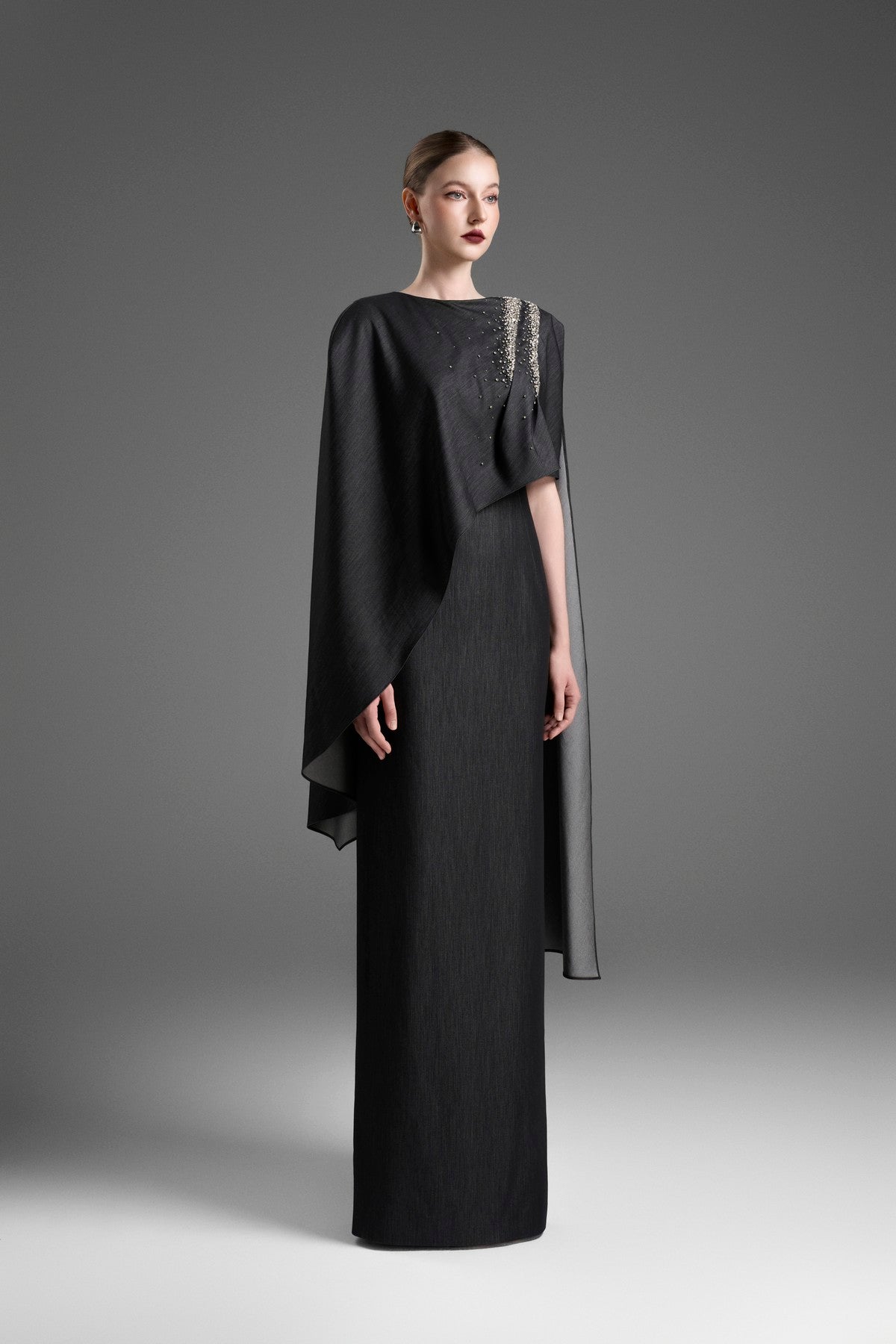 Asymmetrical Sheath Dress with Crystal Spray Embellishment
