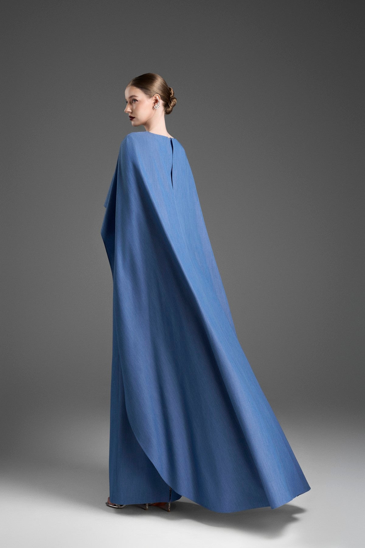 Elegant V-Neck Kaftan Gown with Dolman Sleeves