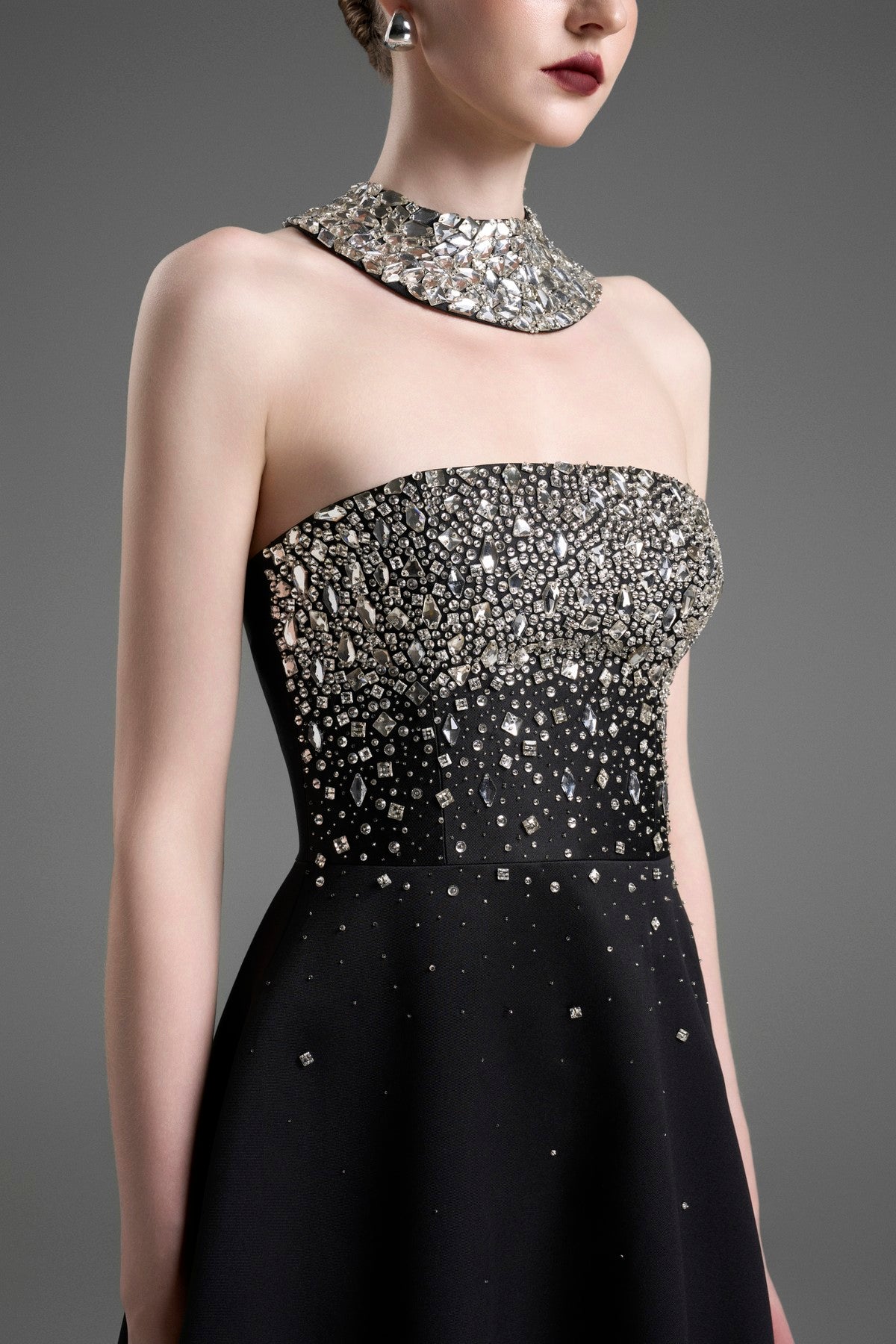 Strapless A-Line Gown with Crystal Embellishments