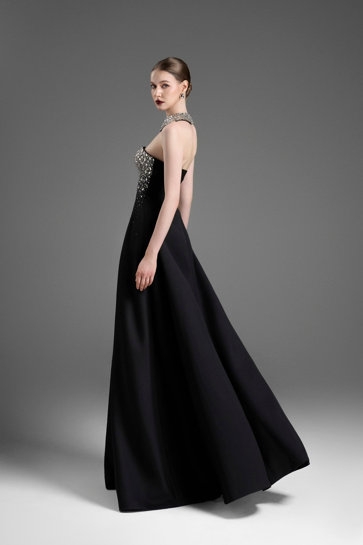 Strapless A-Line Gown with Crystal Embellishments