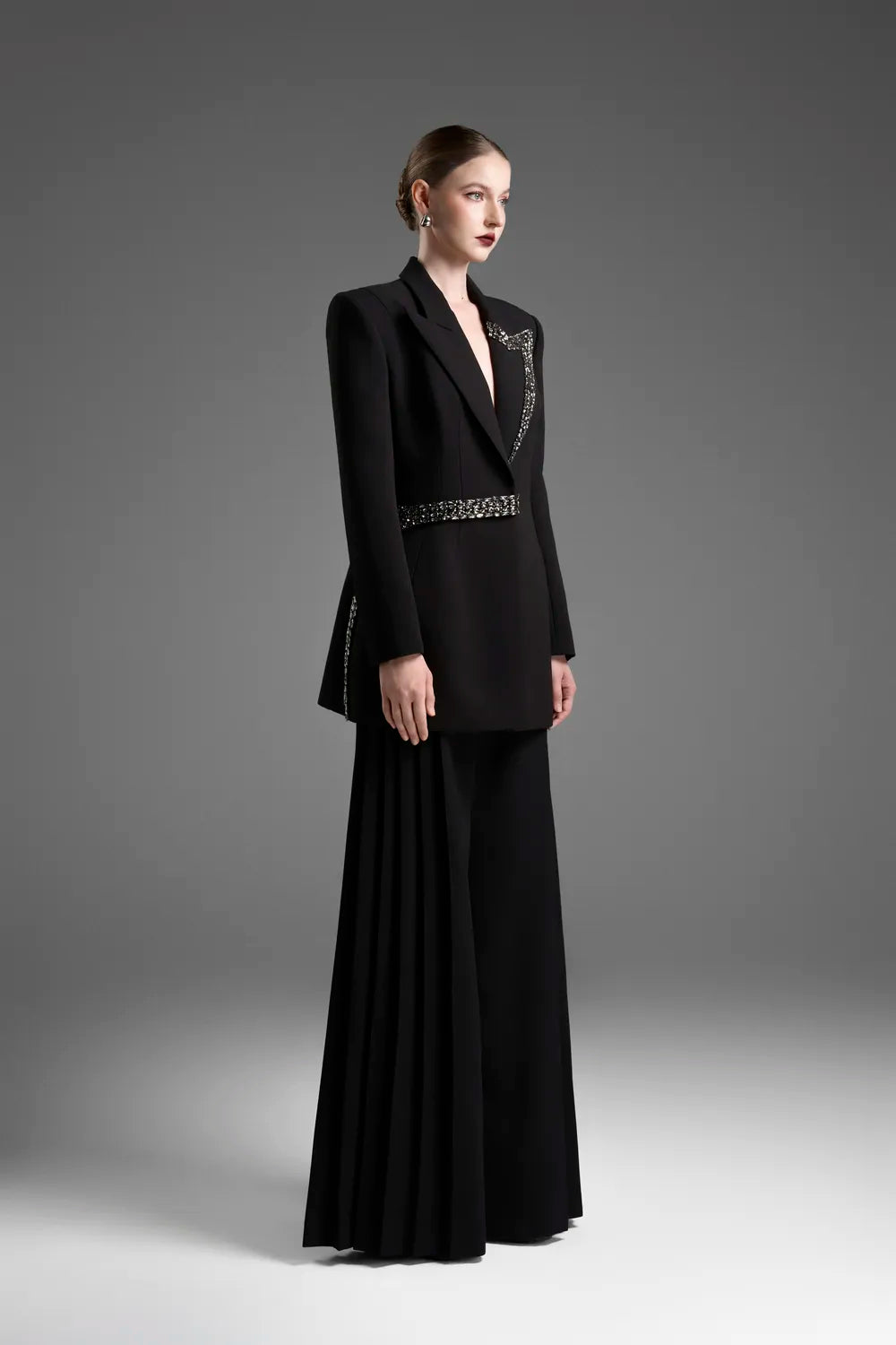 Flared Front Knife Pleated Pants