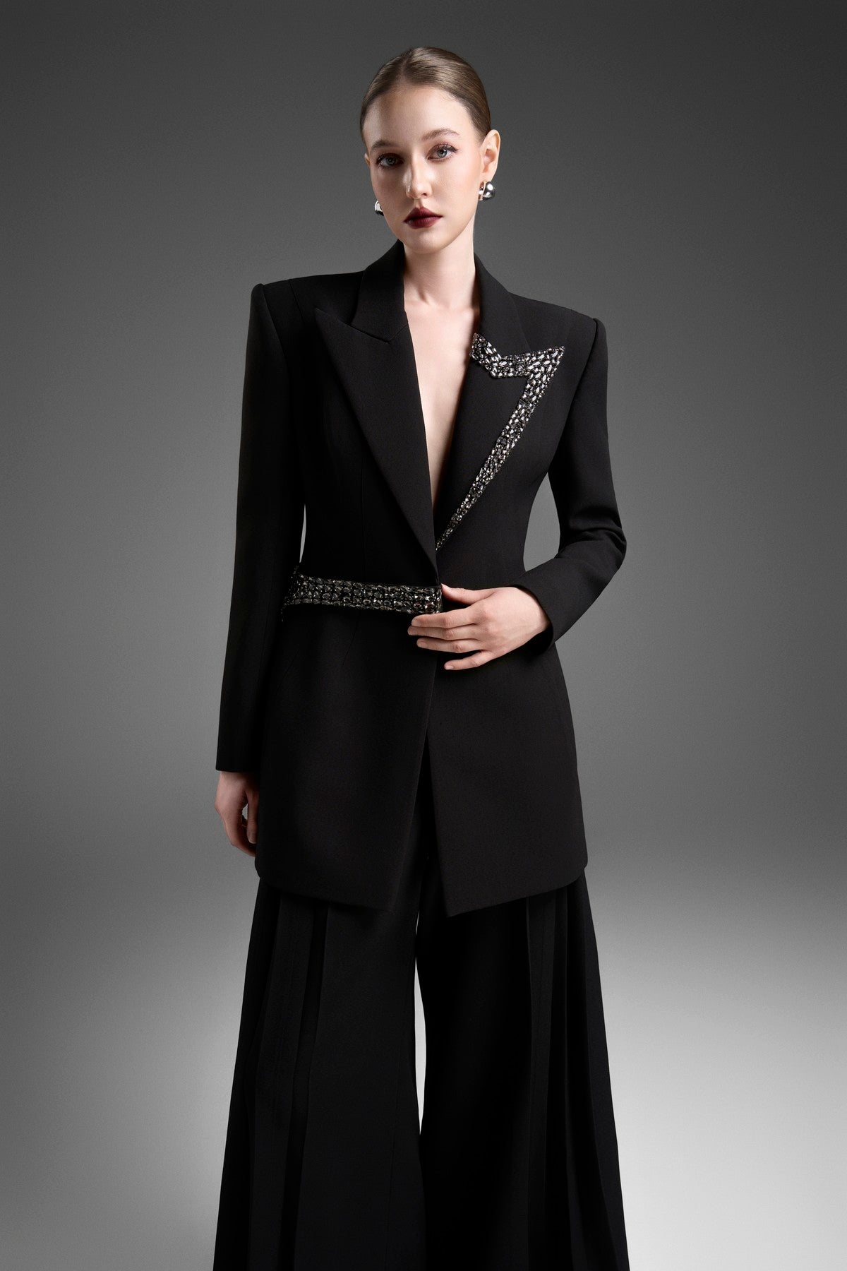 Wide-Leg Trousers with Multi-Pleat Detailing on the Sides