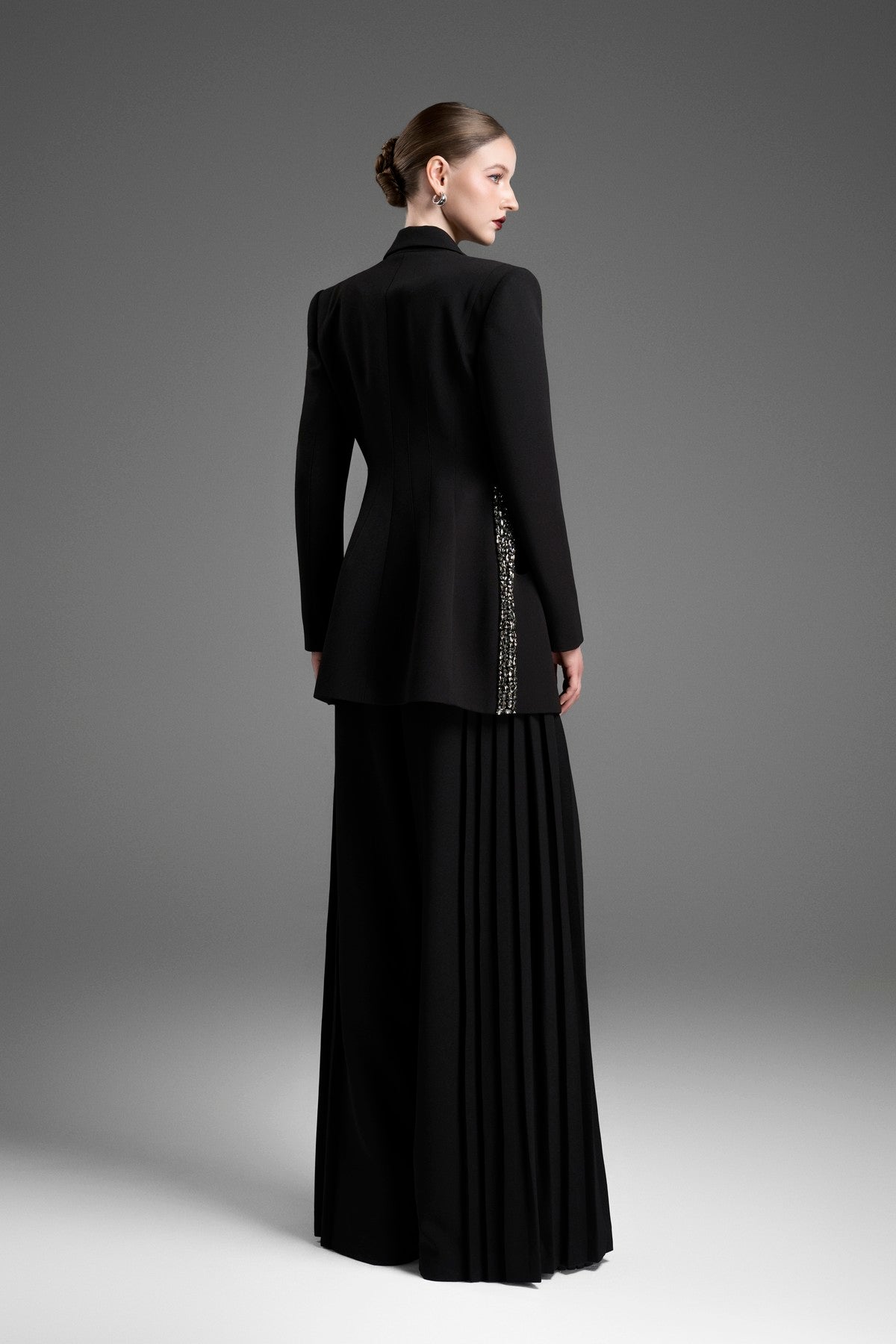 Tailored Blazer with an Integrated Asymmetrical Side-Tie Belt
