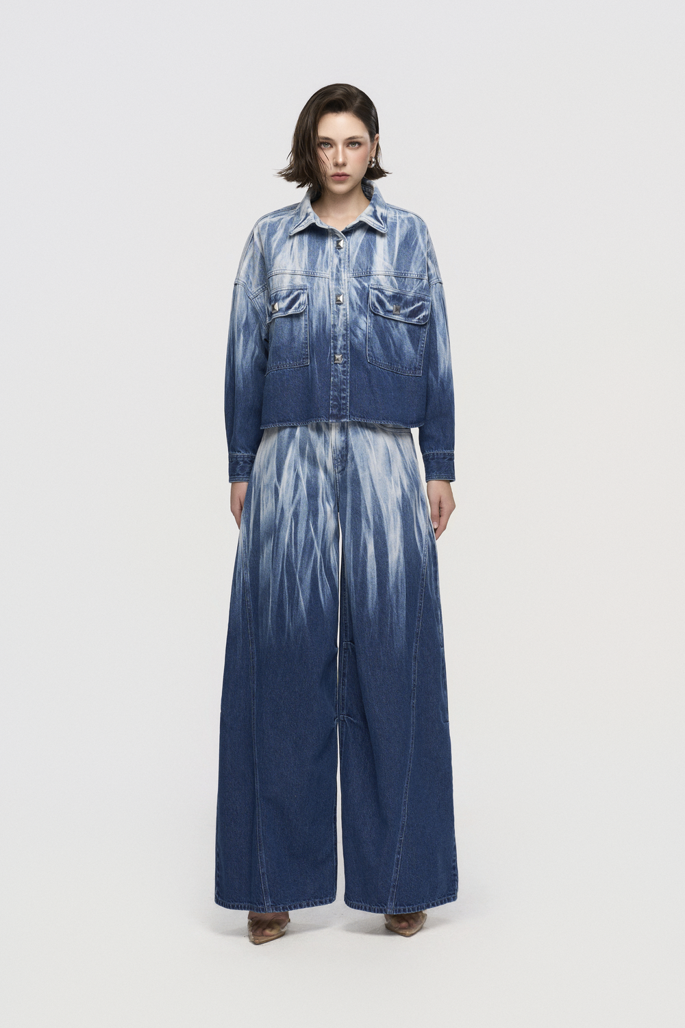 Tie-Dye Puffy Denim Pants