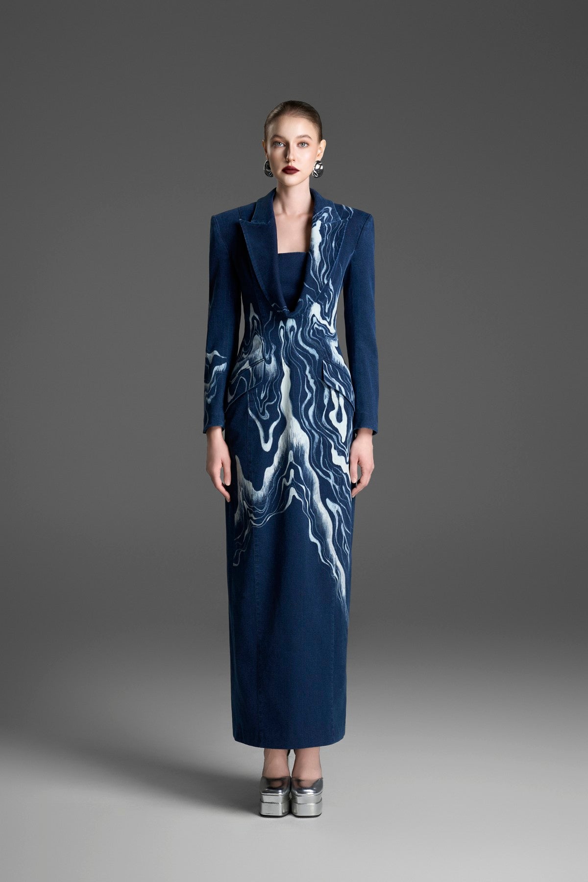 Tuxedo Dress with a Laser-Etched, Hand-Painted Pattern
