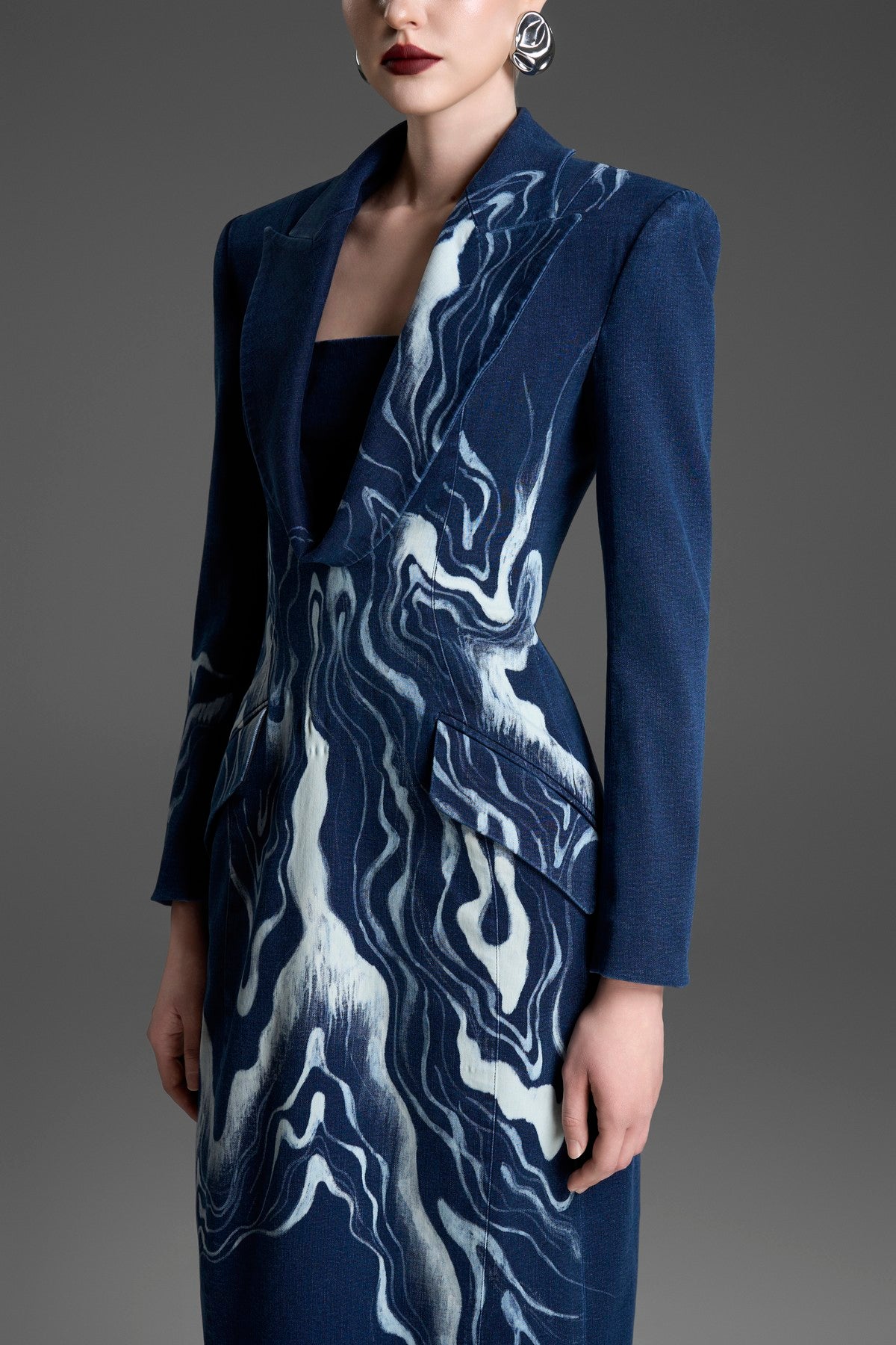 Tuxedo Dress with a Laser-Etched, Hand-Painted Pattern