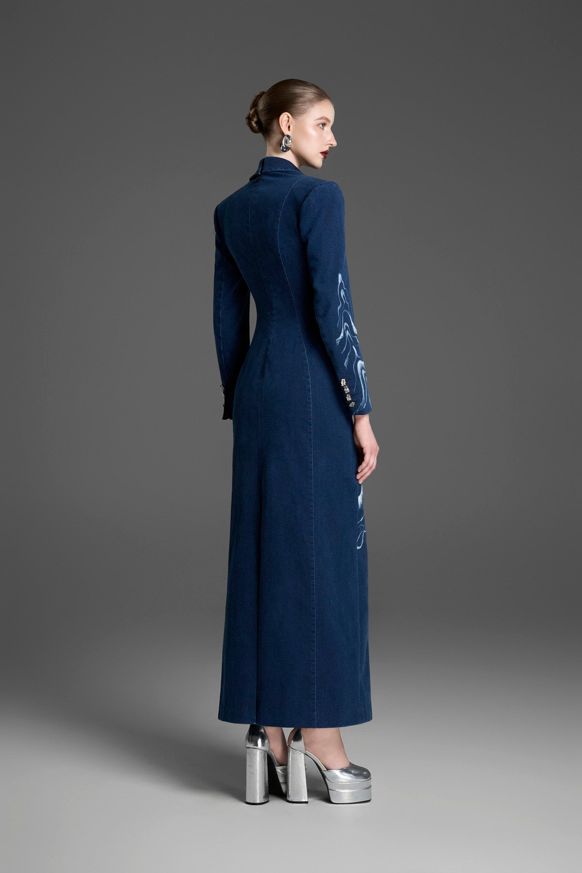 Tuxedo Dress with a Laser-Etched, Hand-Painted Pattern