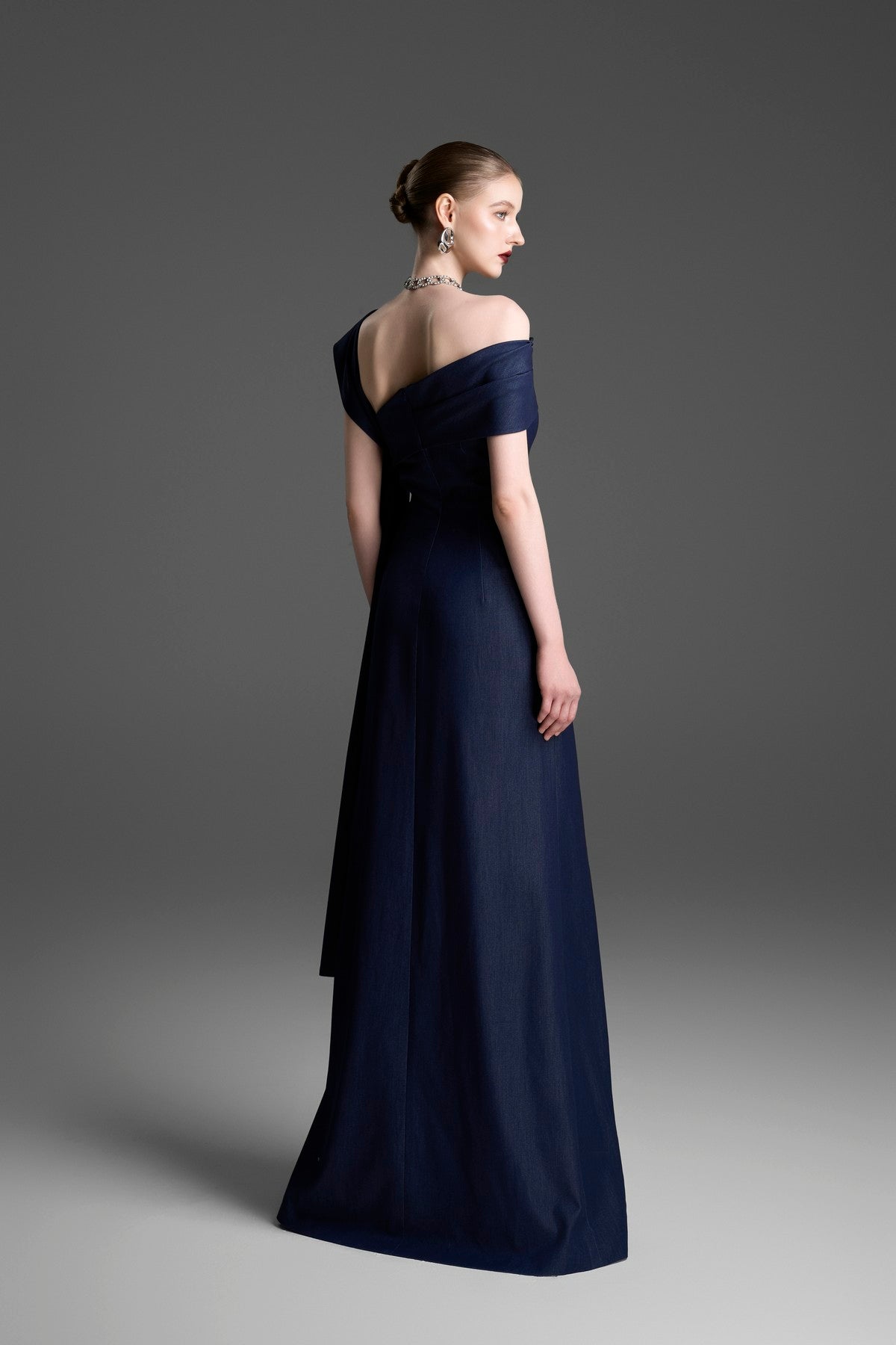 A-Line Dress with a Gracefully Draped, Pleated Shoulder