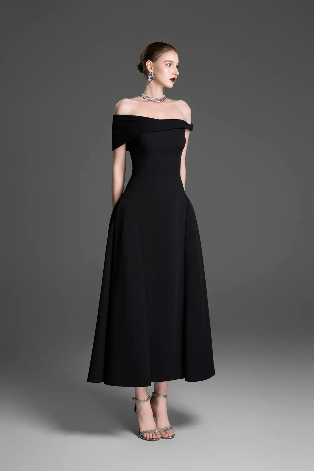 Off Shoulder Sides Puffy Dress