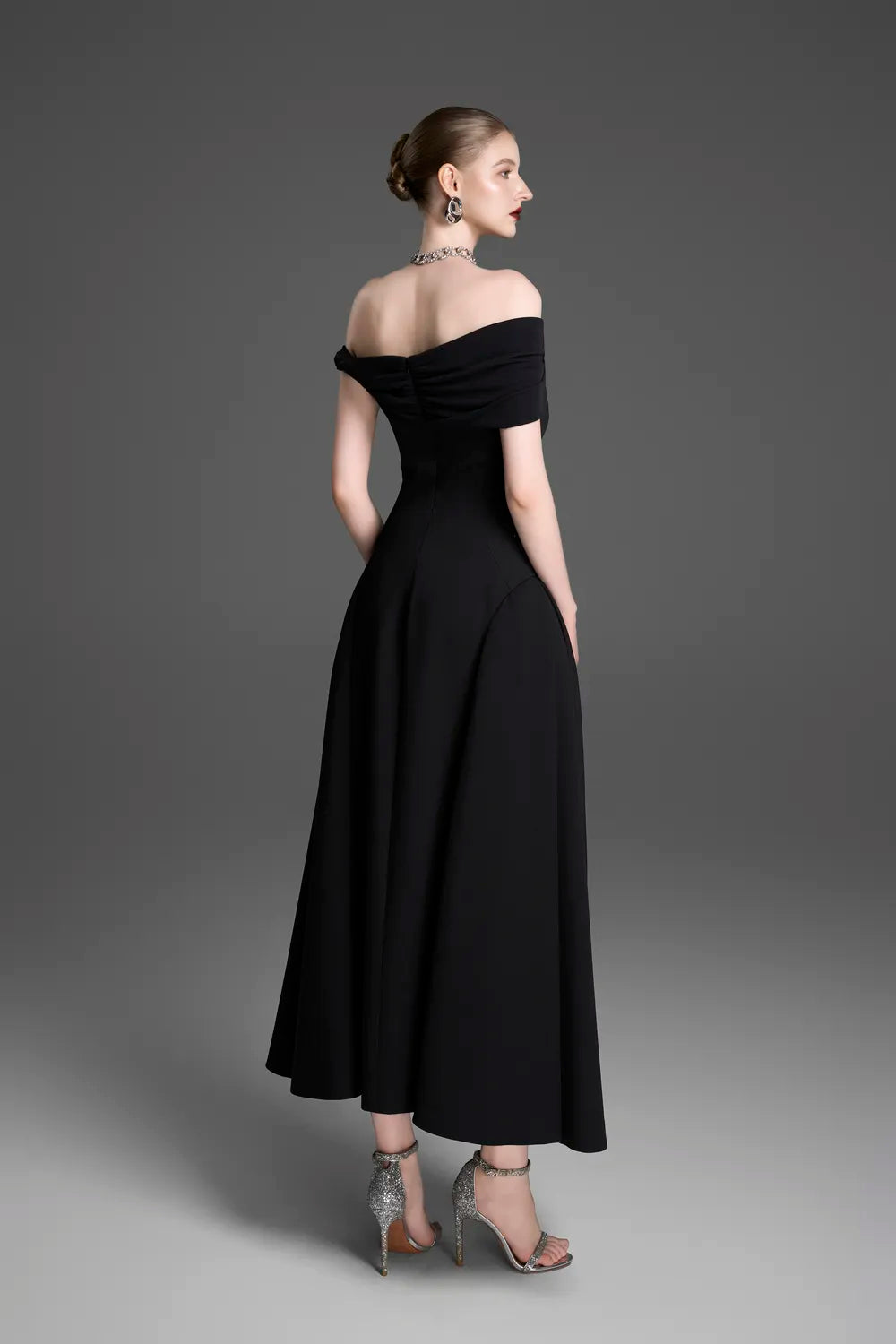 Off Shoulder Sides Puffy Dress