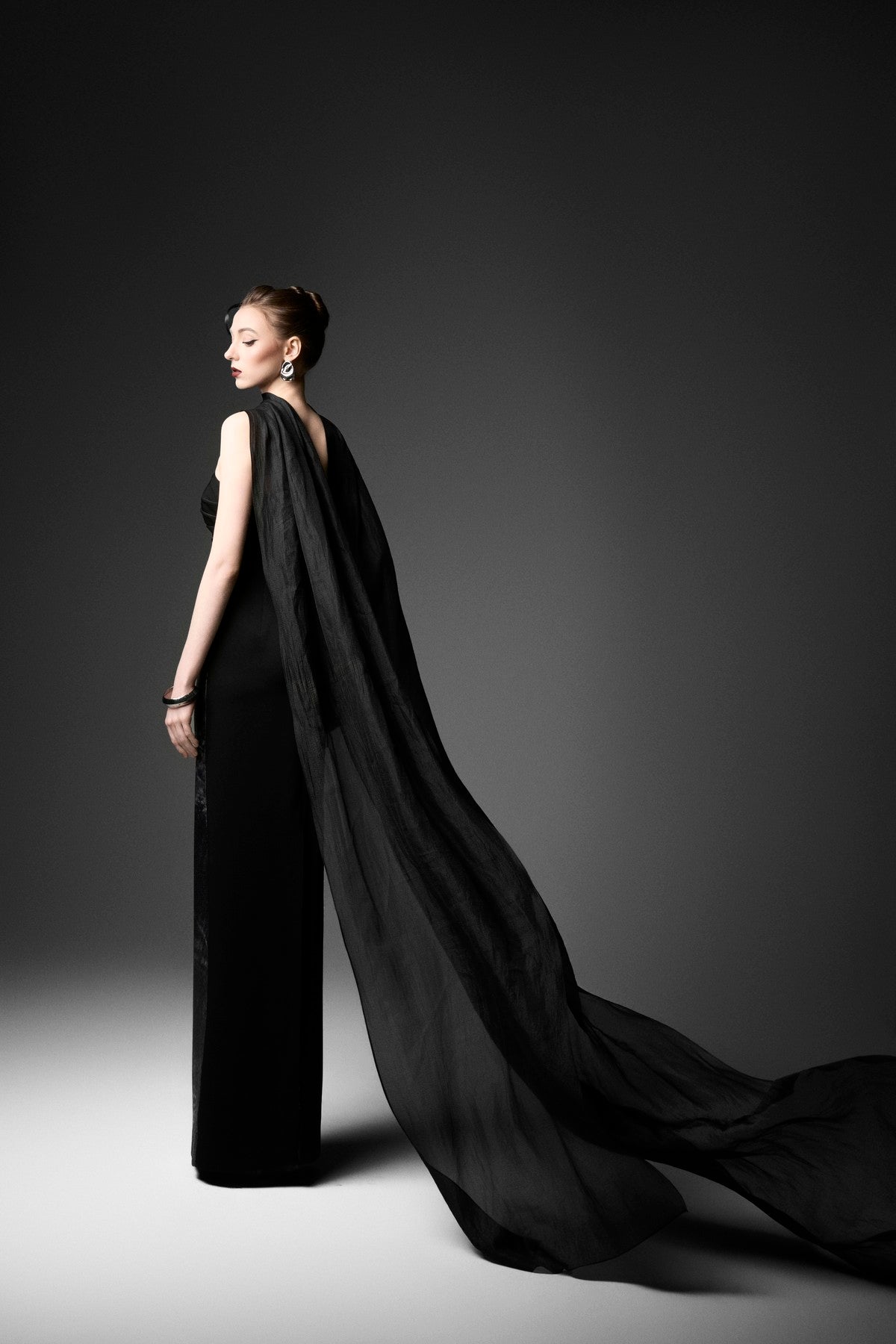 Strapless Gradient Sequin Dress with Overlay Scarf