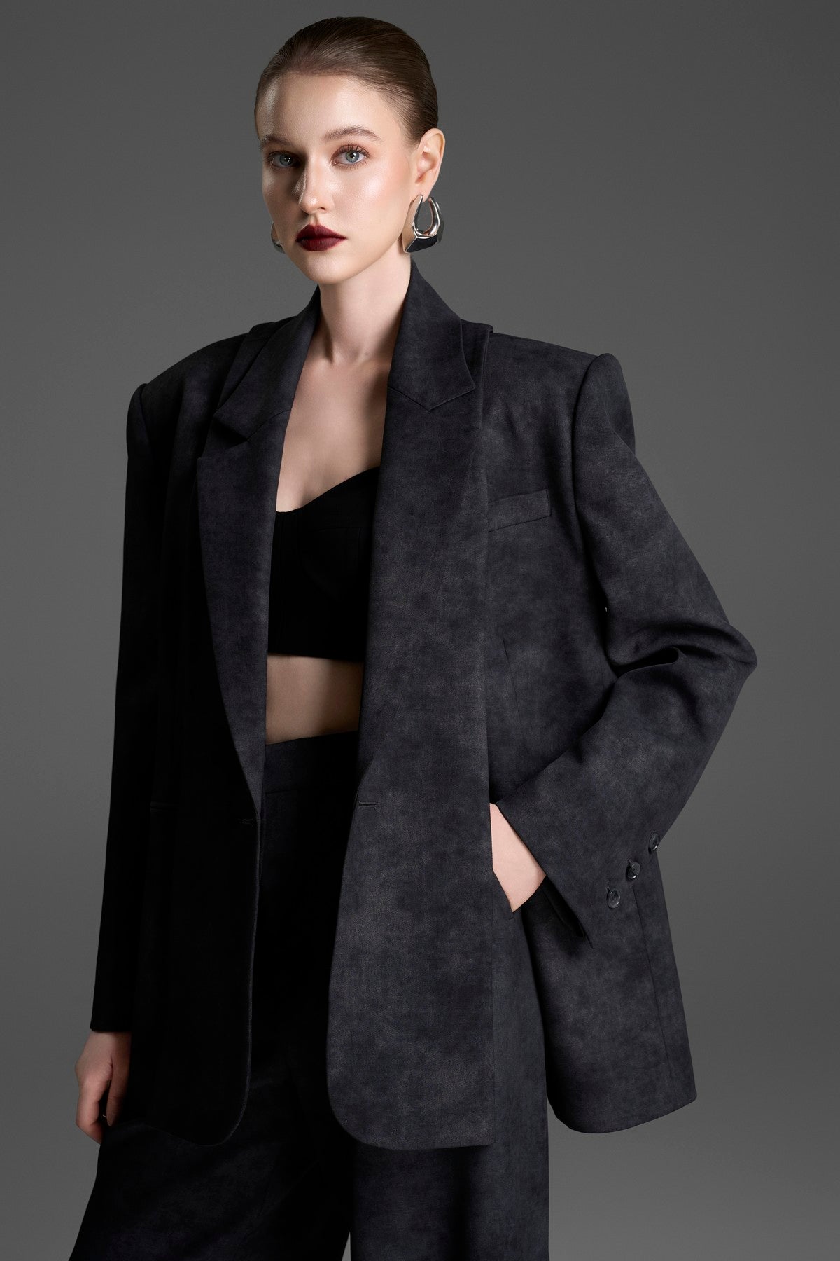 Modern, Straight-Leg Trousers in a Matching Grey-Black Wash