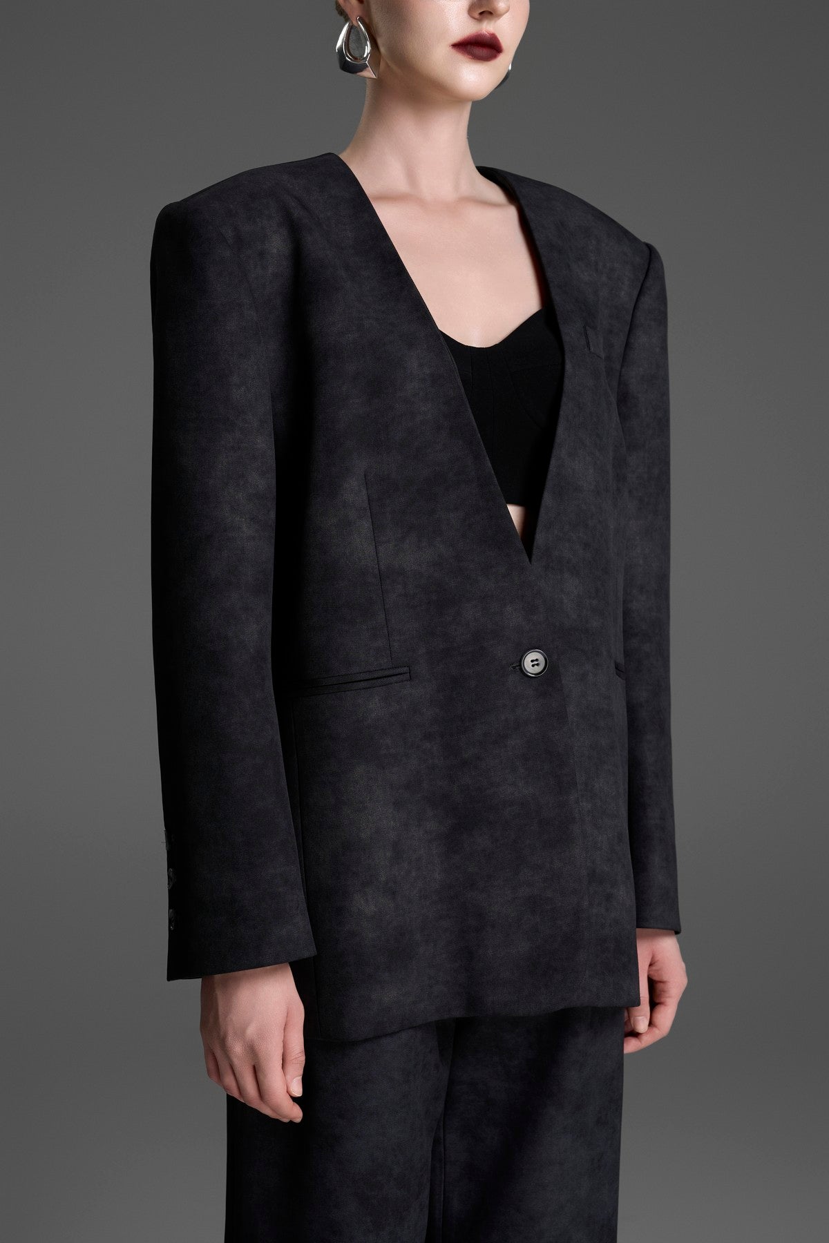 Modern, Straight-Leg Trousers in a Matching Grey-Black Wash