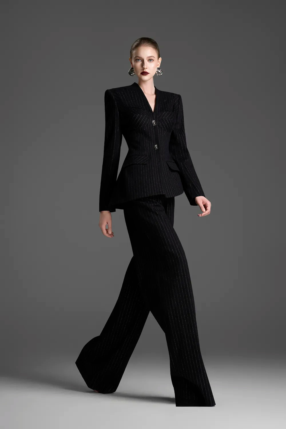 Shining Striped Chest Cut Blazer