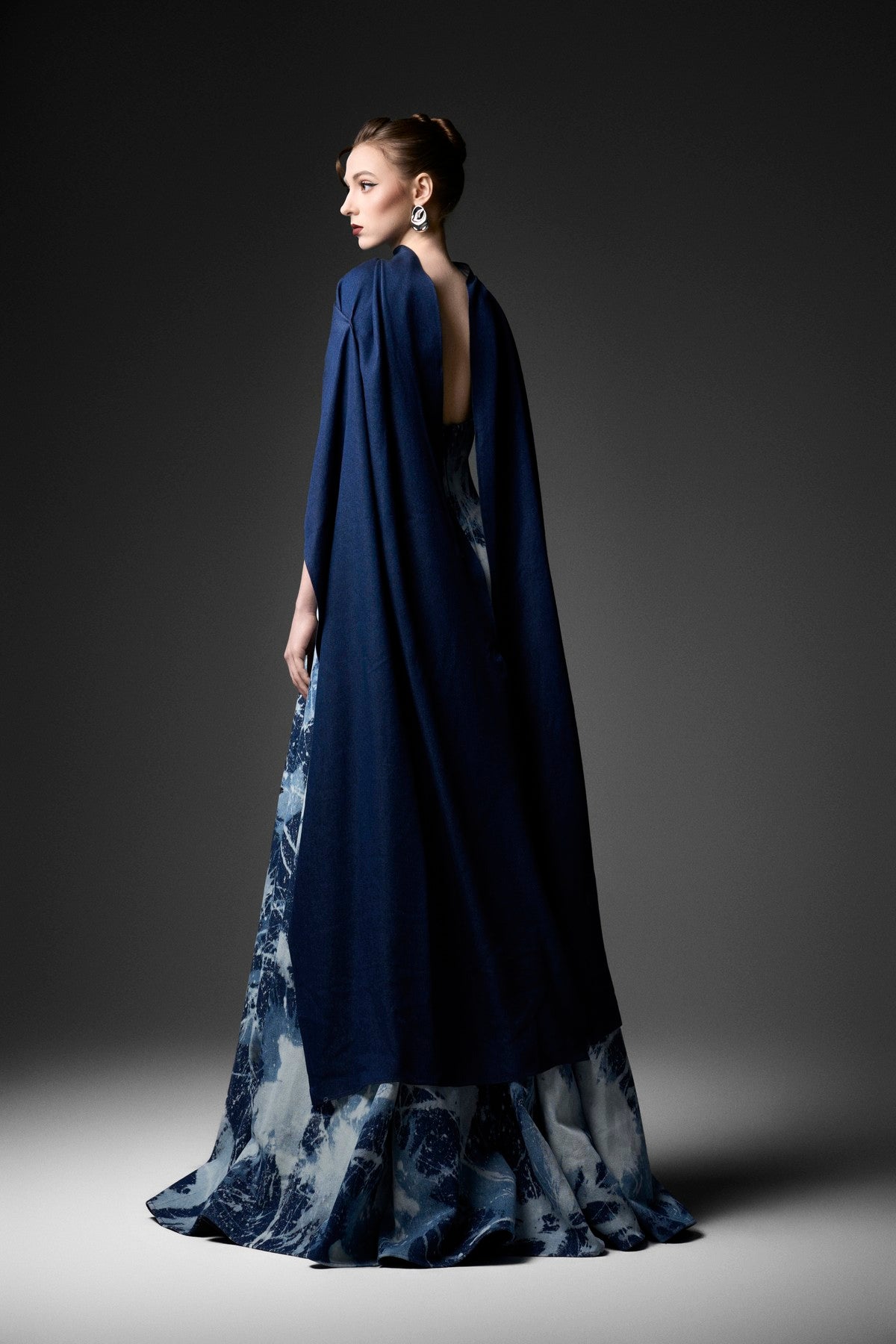 Deep U-Neck Color-Wash Flared Dress