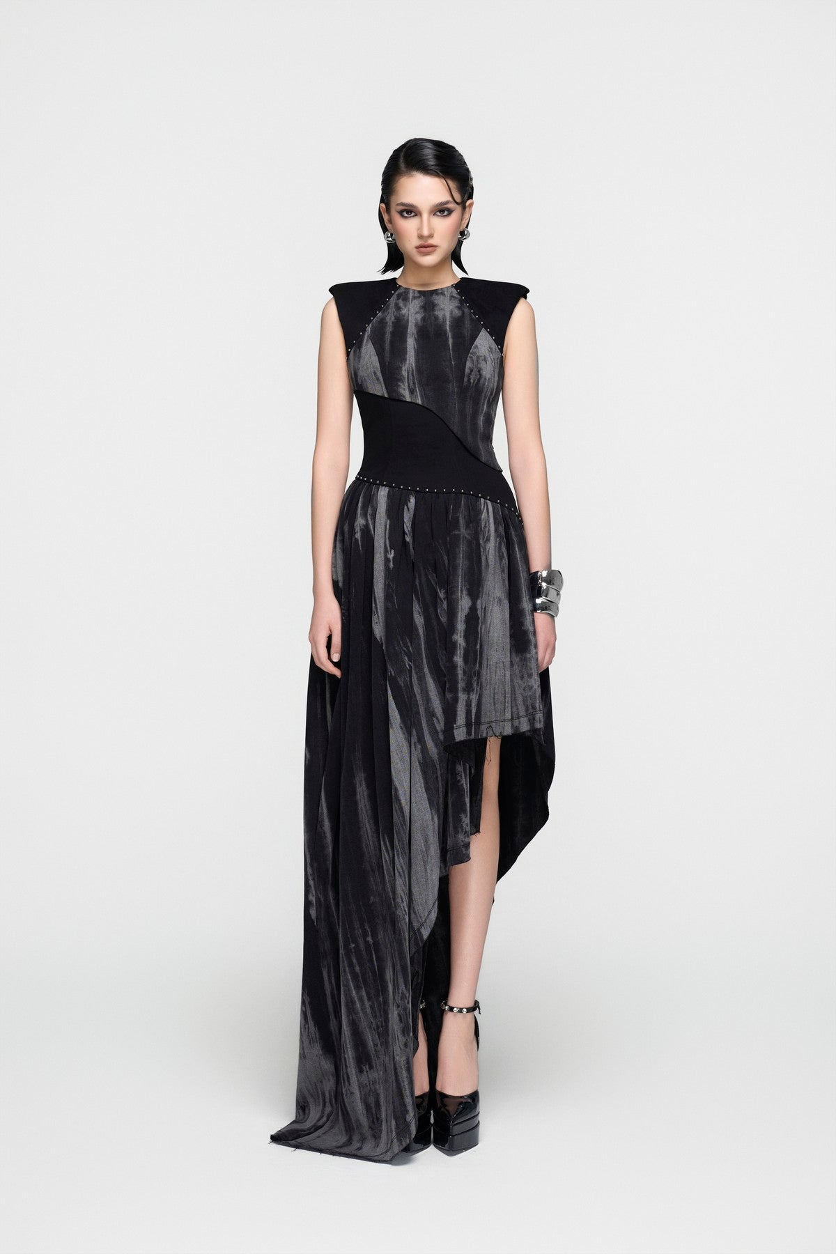 Reconstructed Asymmetric Denim Dress