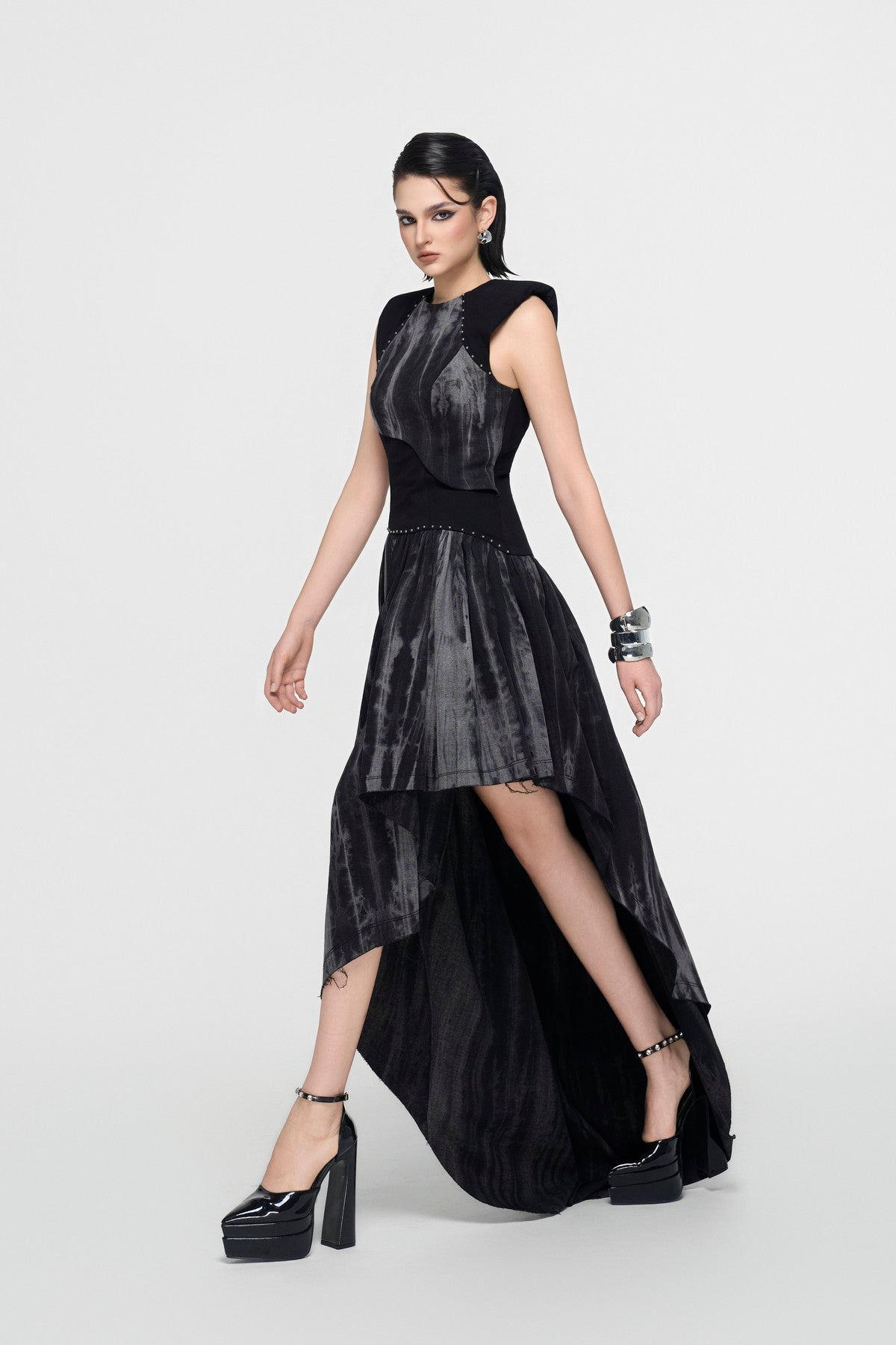 Reconstructed Asymmetric Denim Dress
