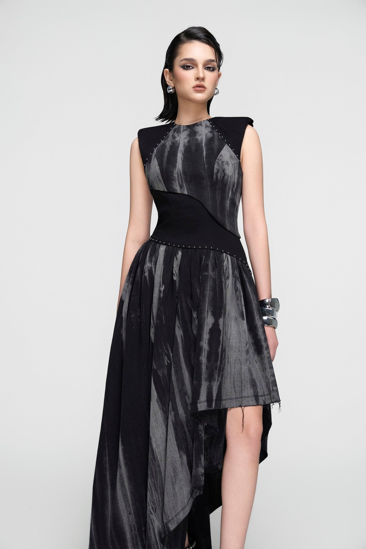 Reconstructed Asymmetric Denim Dress