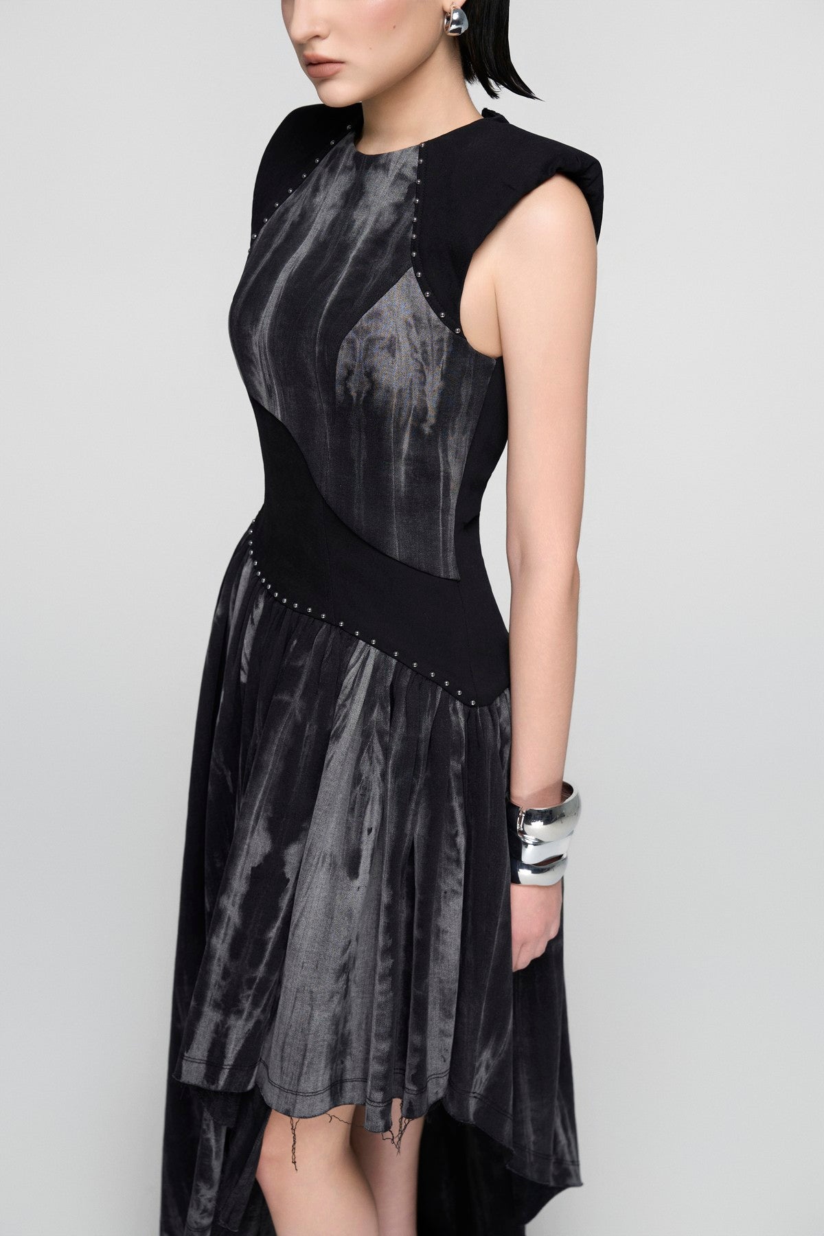 Reconstructed Asymmetric Denim Dress
