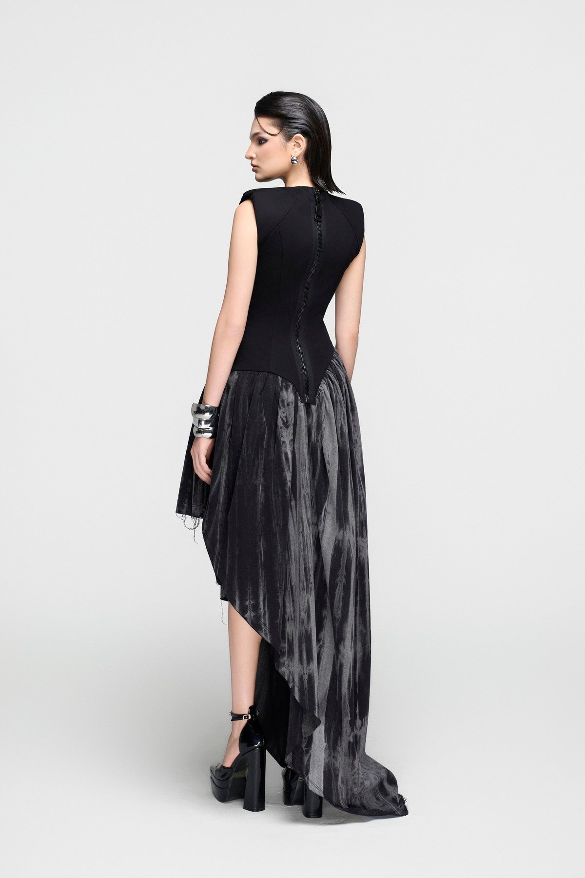 Reconstructed Asymmetric Denim Dress