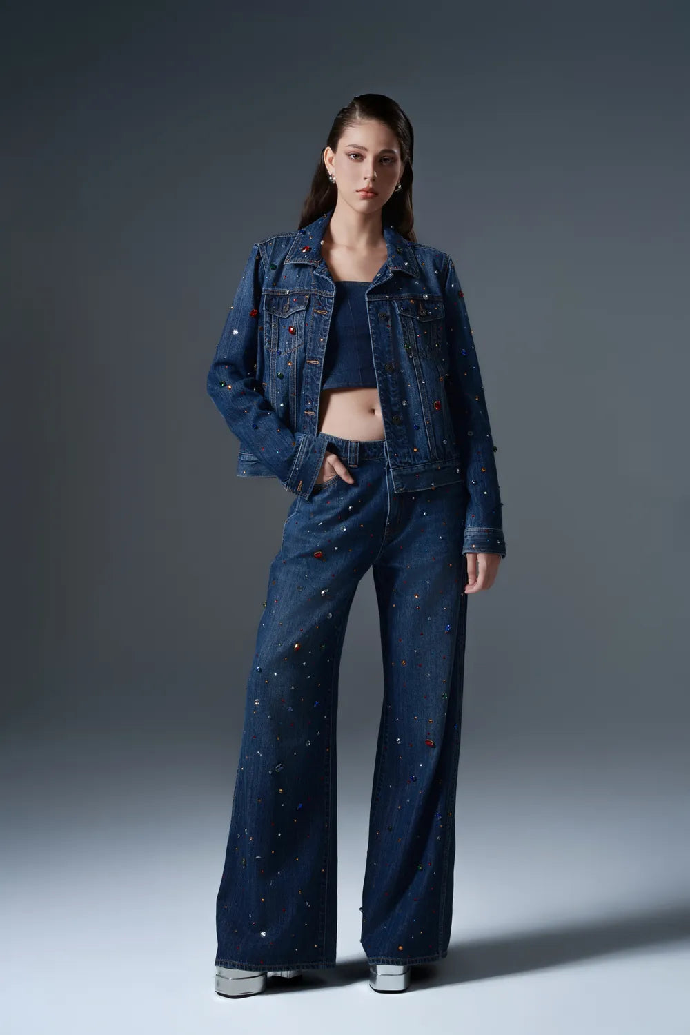 Colorful Crystal Women Jeans