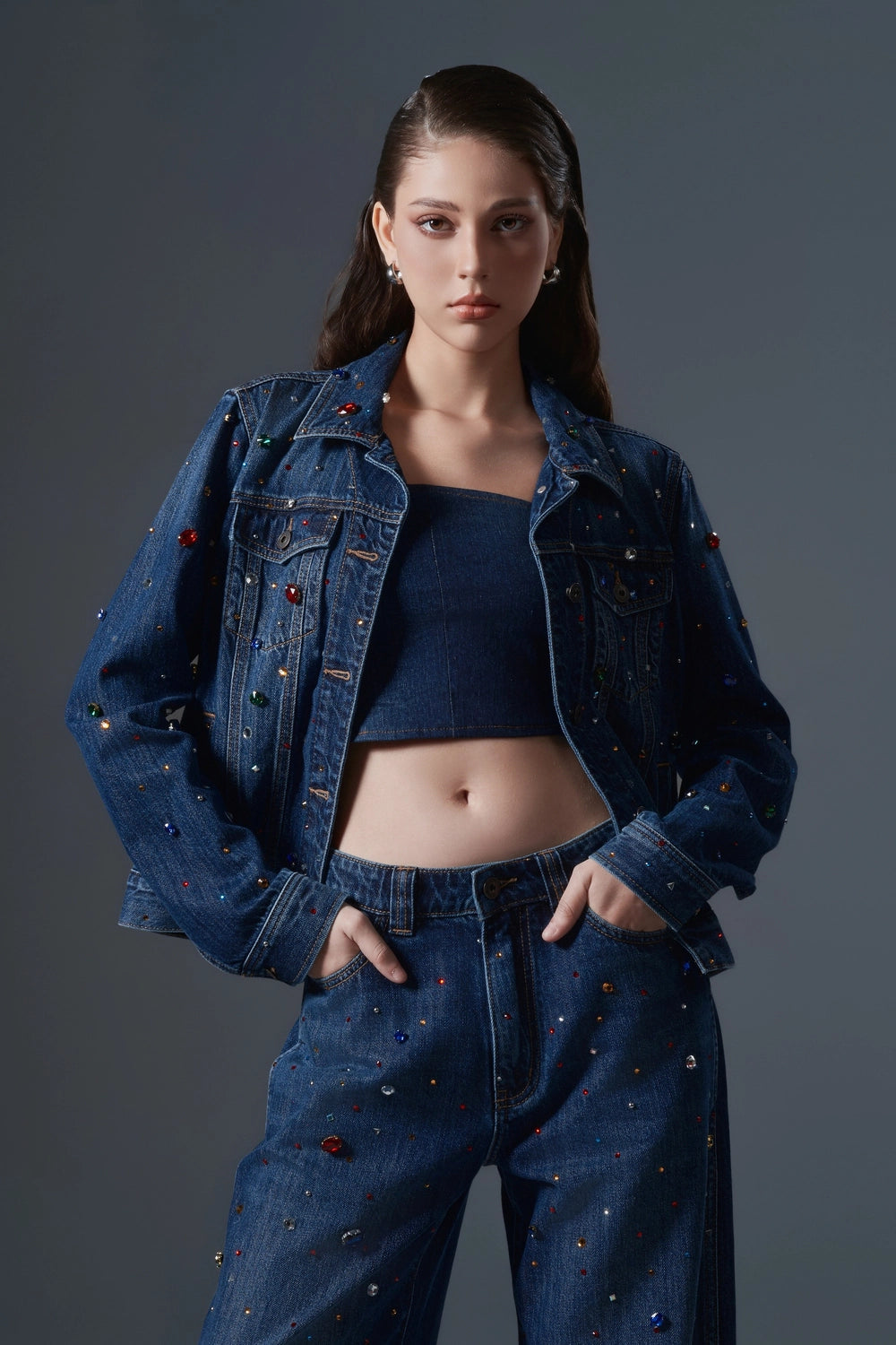 Colorful Crystal Women Jeans