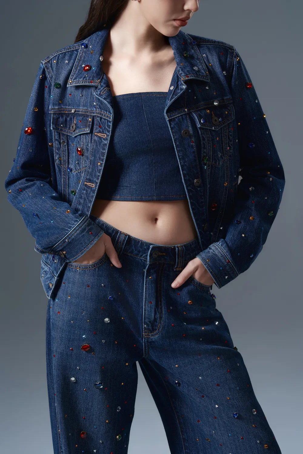 Colorful Crystal Women Jeans