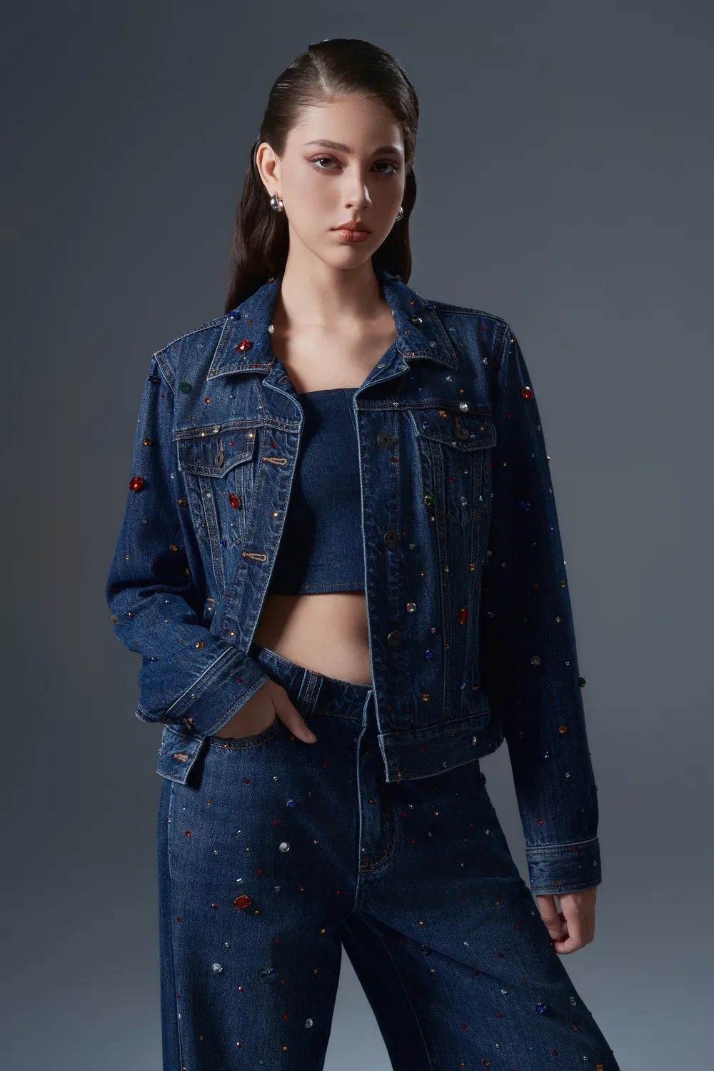 Colorful Crystal Women Jeans