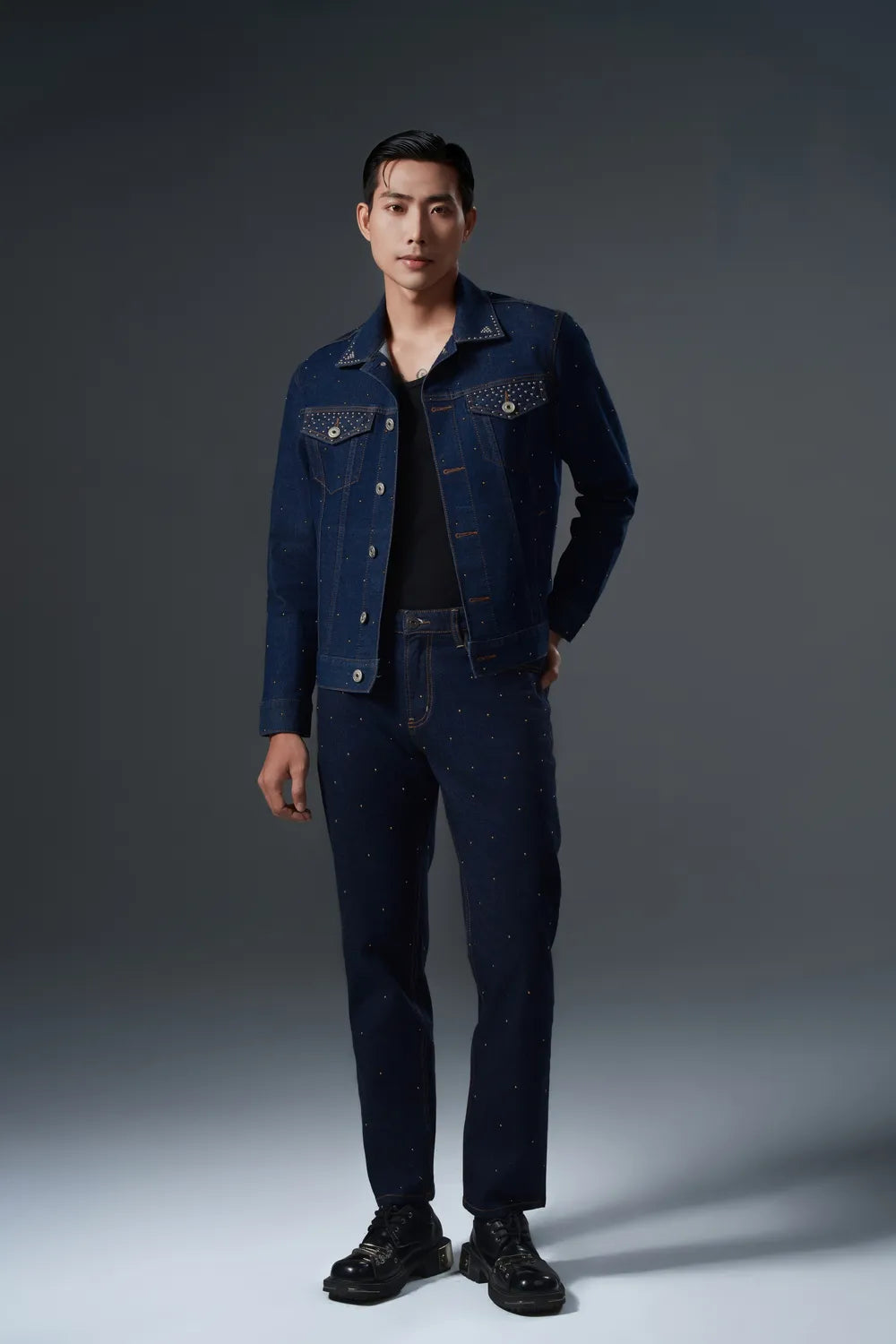 Metal Stud Slim-Fit Jeans