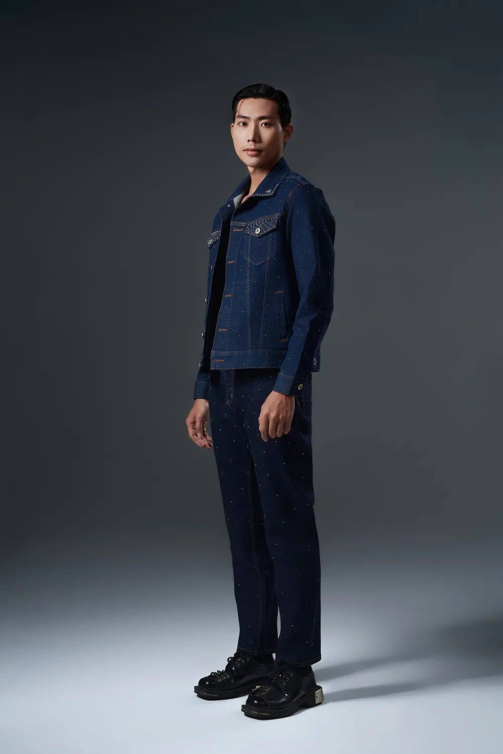 Metal Stud Slim-Fit Jeans