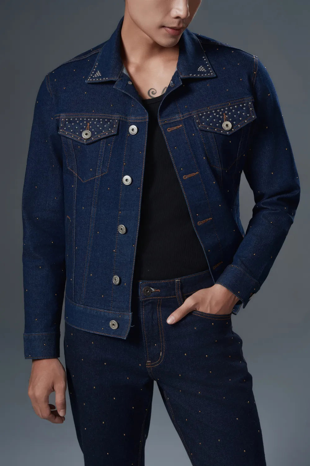 Metal Stud Slim-Fit Jeans