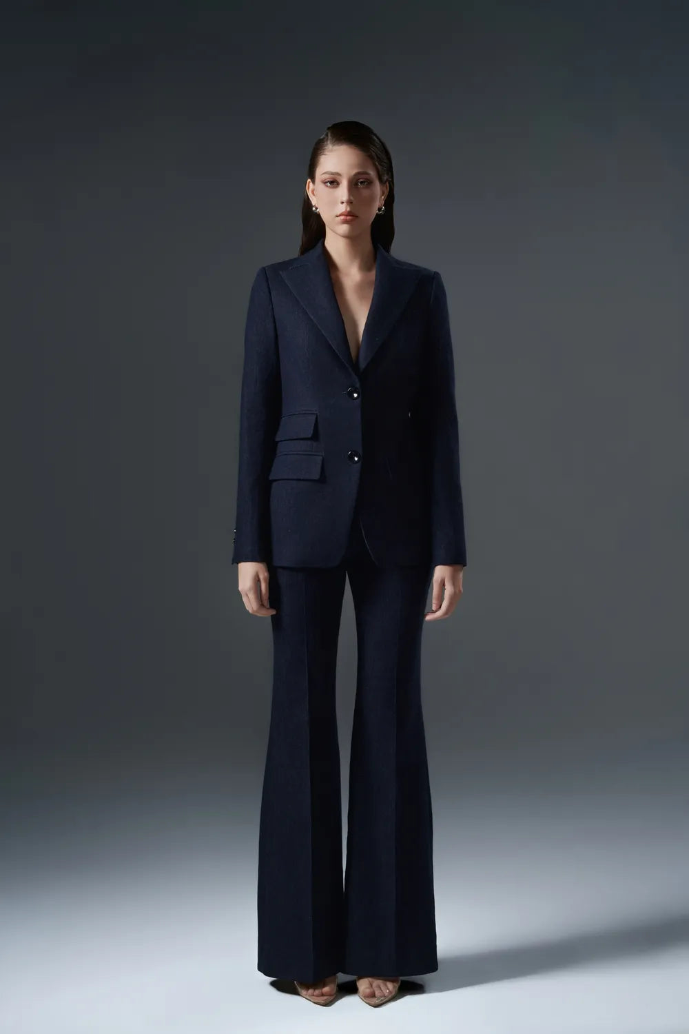 Peak Lapel Ticket Pockets Blazer