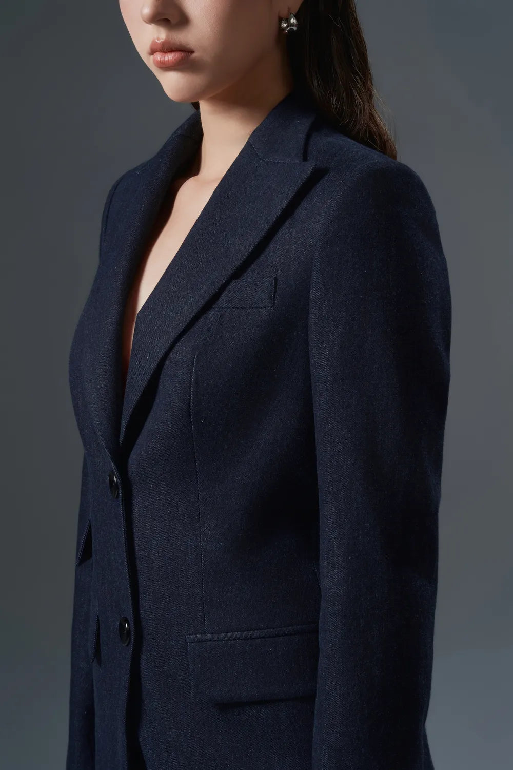 Peak Lapel Ticket Pockets Blazer