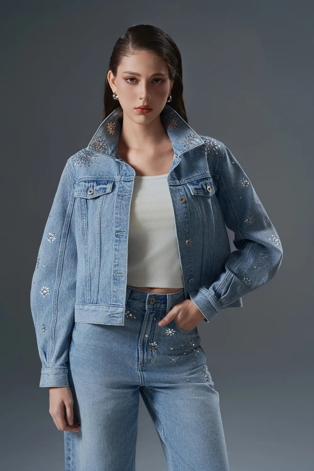 Blooming Crystal Embellished Jeans