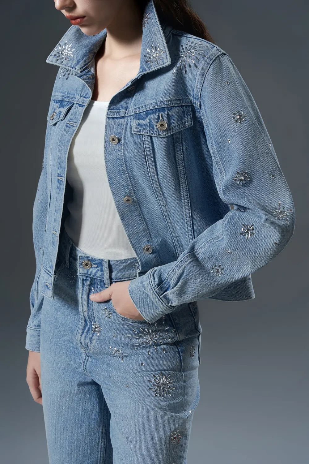 Stylized Crystal Embellished Jacket