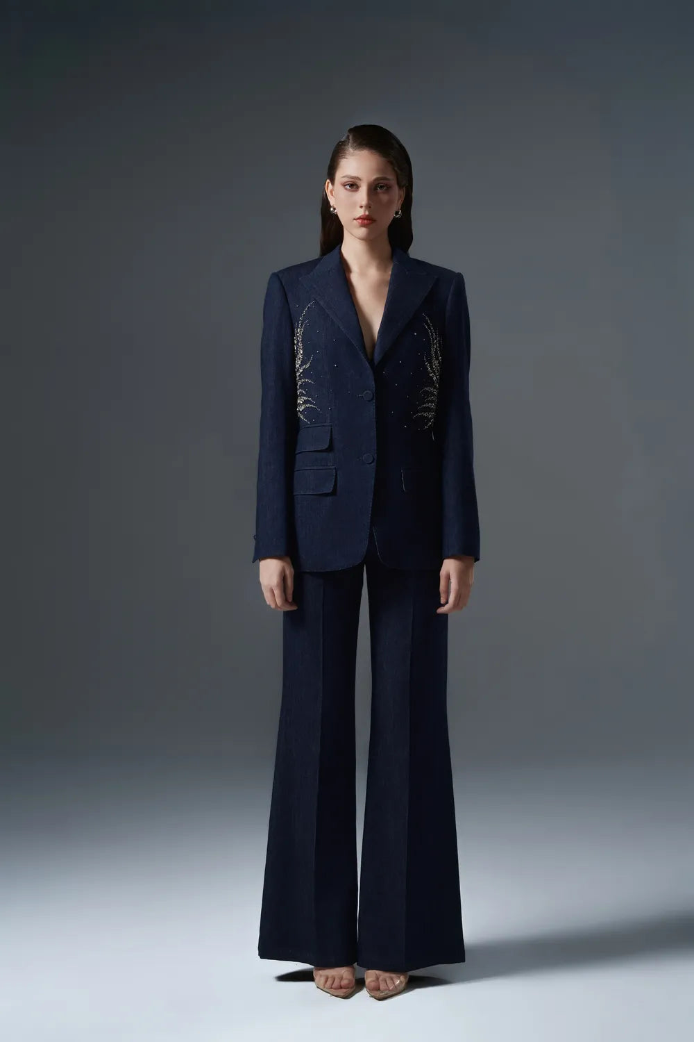 Crystal Flame Embellished Blazer