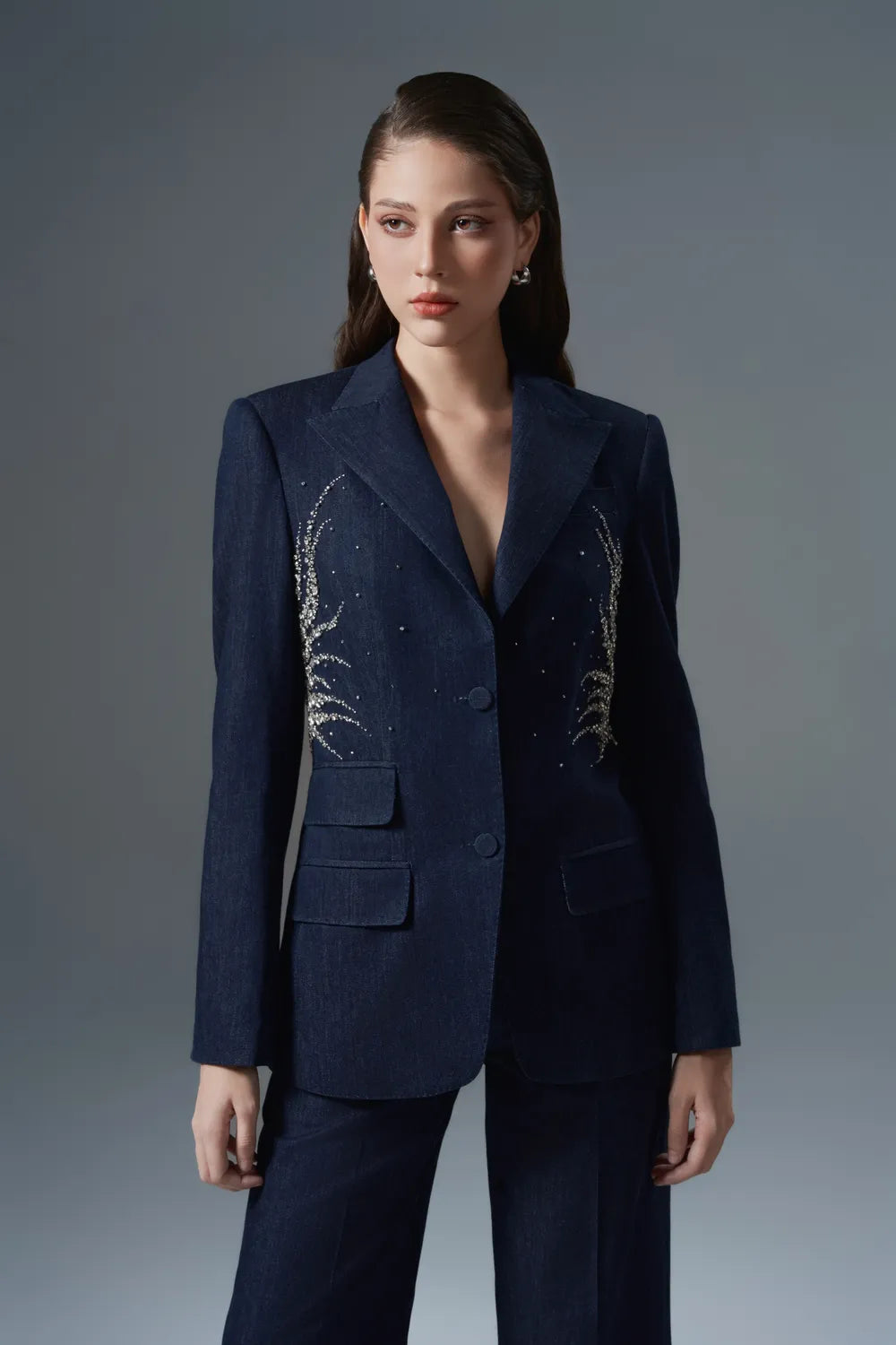 High-Waisted Flared Trousers