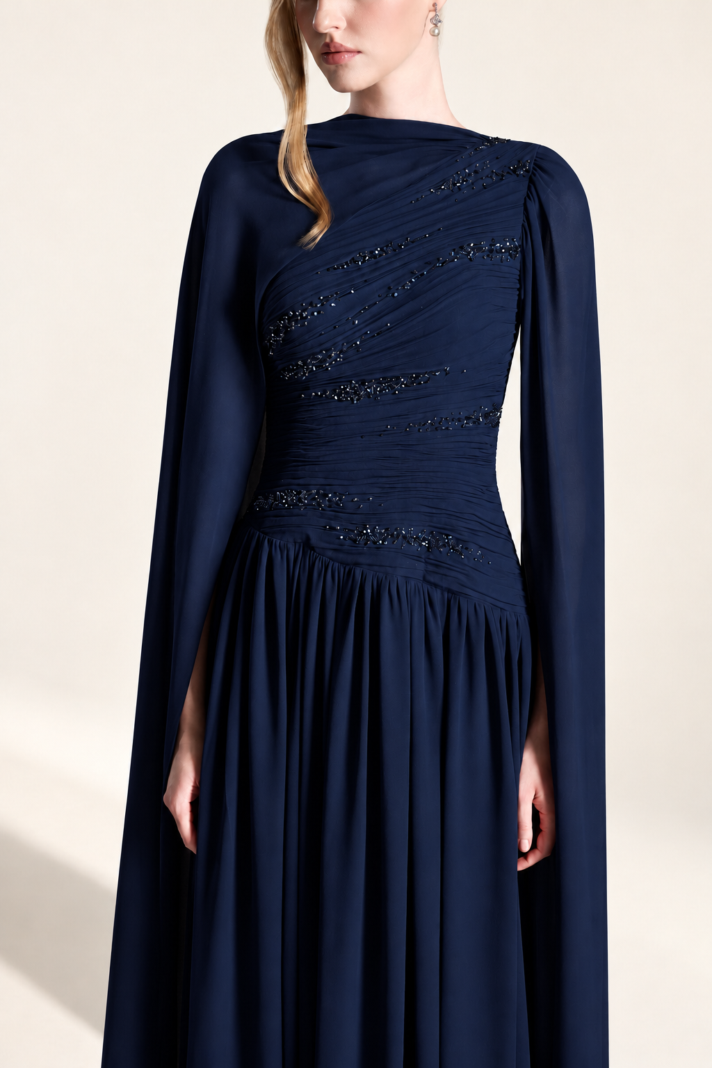 Ruched Crystal Gown