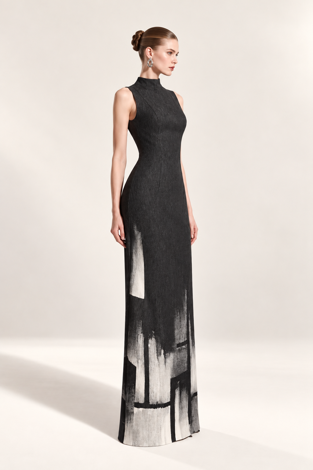 Brushstroke Charcoal Column Dress