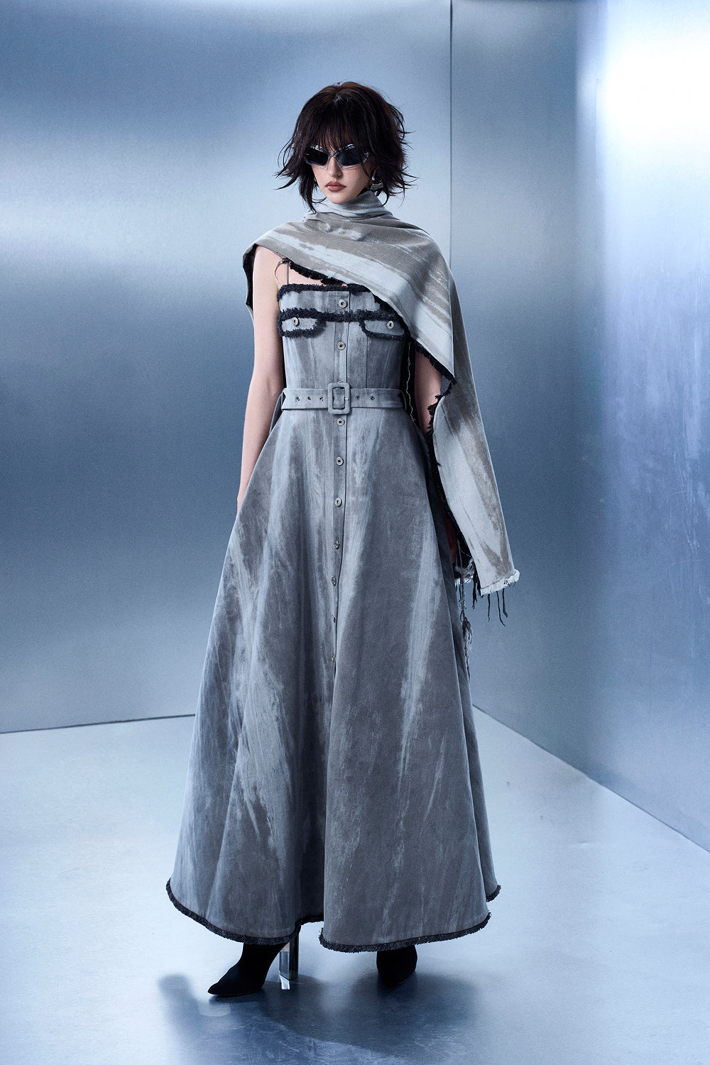 Stone-washed Fringe Dress